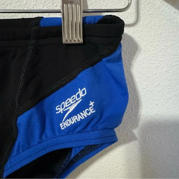 Speedo Endurance+ Spark Splice Brief Swim Blue Black Drawstring NWT-34 - Picture 3 of 6